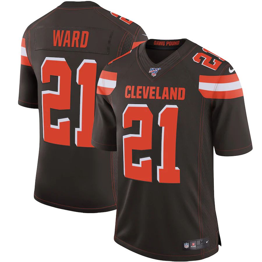 Men Cleveland Browns #21 Denzel Ward Nike Brown 100th Game NFL Jersey->cleveland browns->NFL Jersey